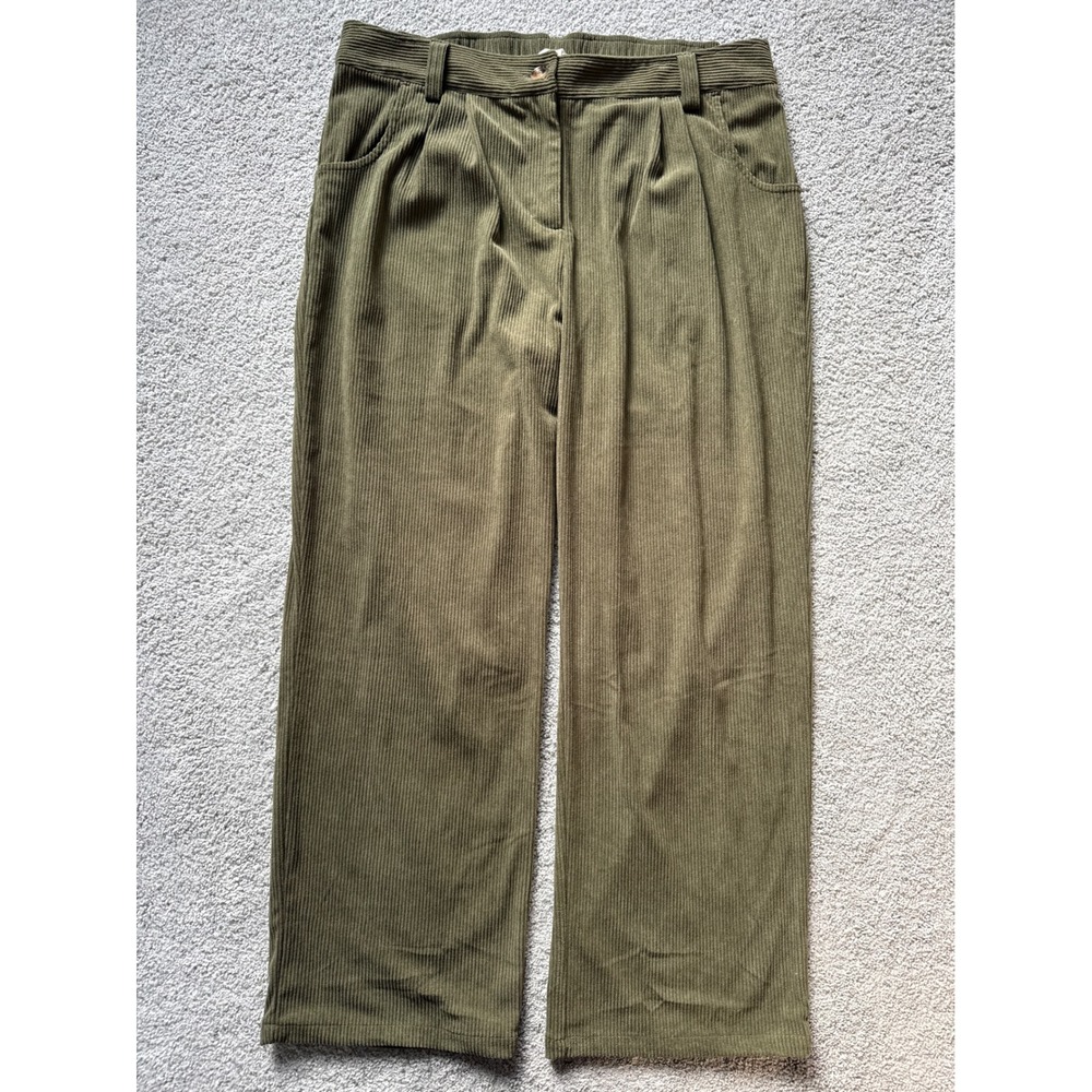 Halara Olive Green Corduroy High Waisted Wide Leg Pants XL Regular 02644290